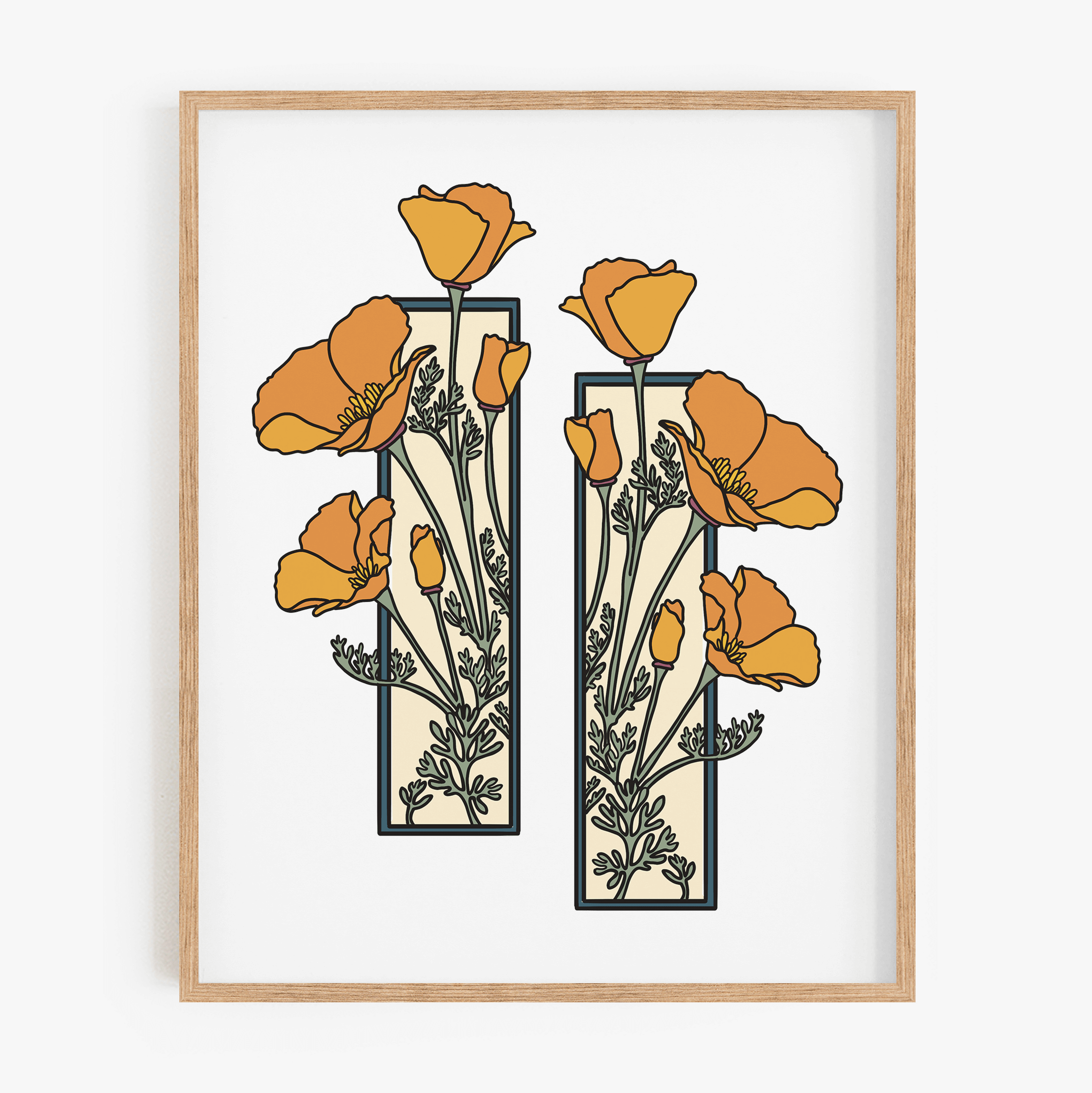 CA Poppies Art Nouveau Print