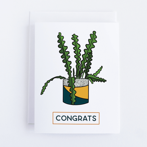 Congrats - Fishbone Cactus Greeting Card