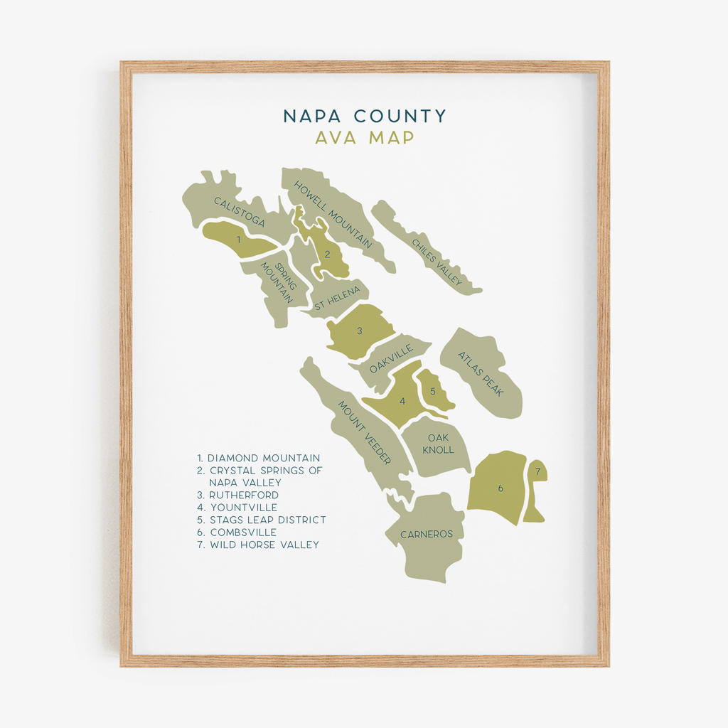 AVA Map - Napa County Labeled Art Print - North Coast Region