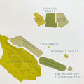 AVA Map - Mendocino County - Labeled Art Print