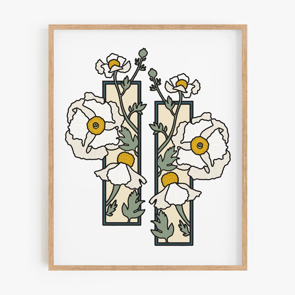 Matilija Poppies Art Nouveau Print