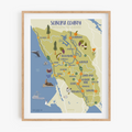 Sonoma County Map - Illustrative Art Print
