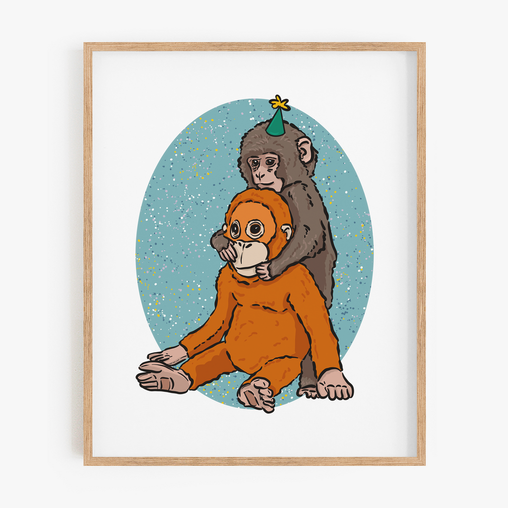 Party Punch the Monkey Art Print
