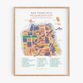 San Francisco Neighborhoods Map Art Print