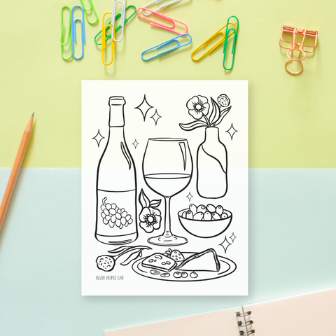 Printable Coloring Pages - Wine Time