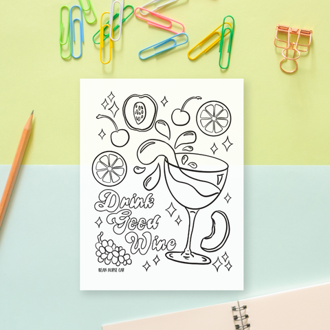Printable Coloring Pages - Wine Time