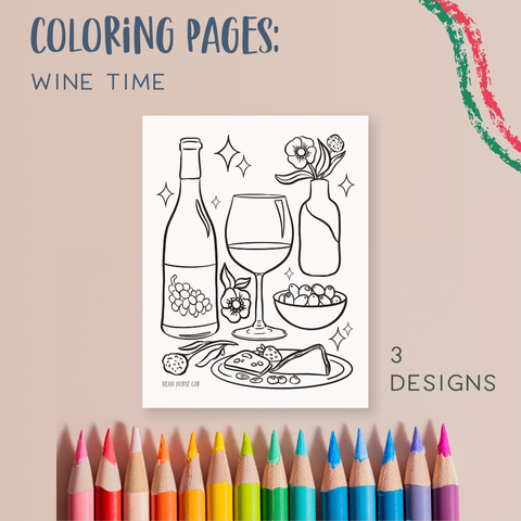 Printable Coloring Pages - Wine Time