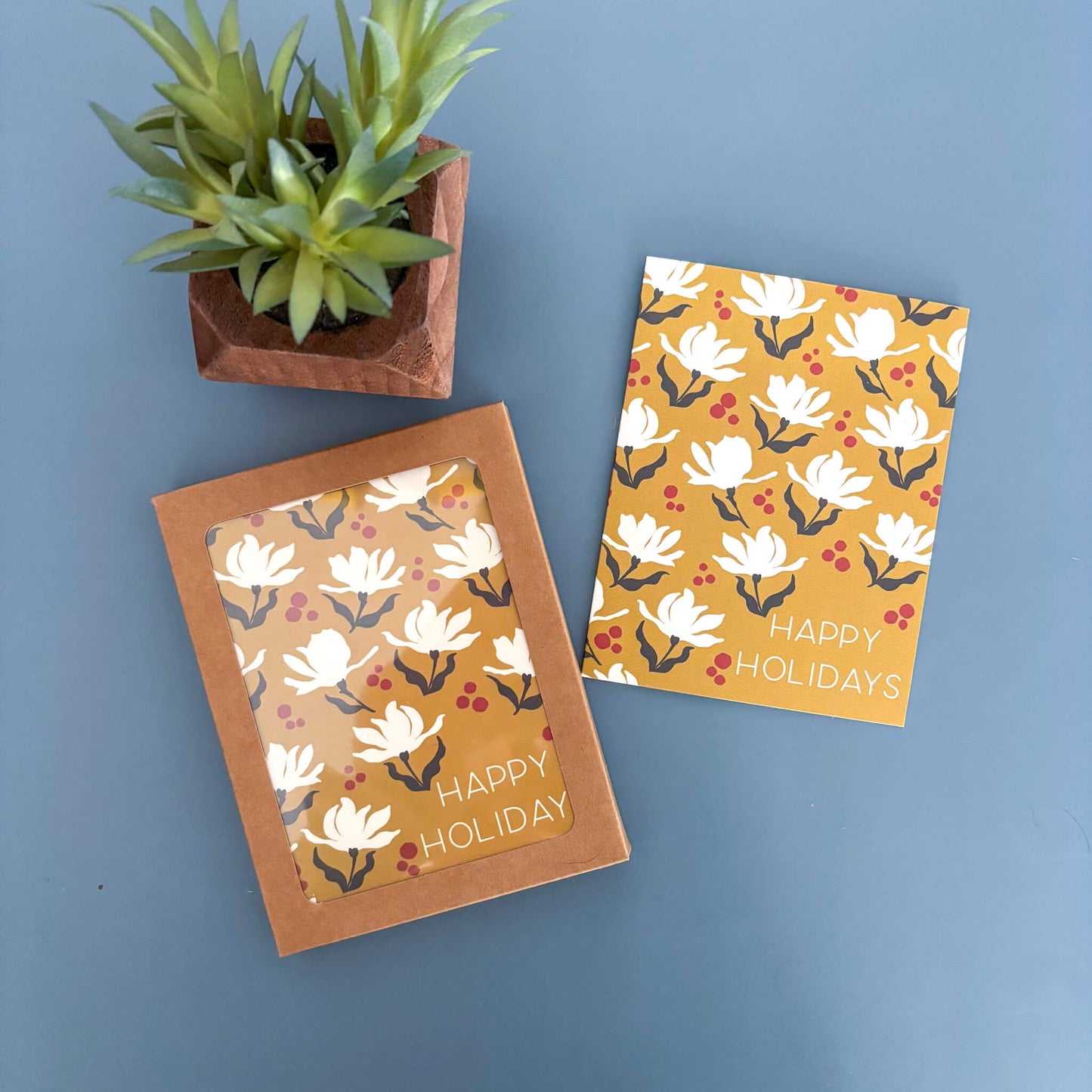 Box Set - Gold Holiday Floral - Happy Holidays