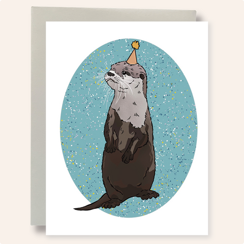 Party Asian Small-clawed Otter Greeting Card