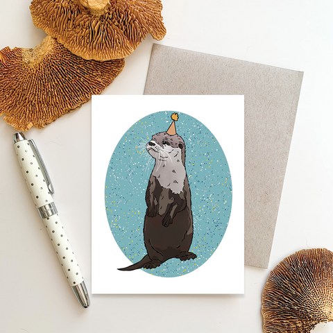Party Asian Small-clawed Otter Greeting Card