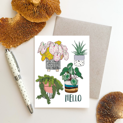Hello. Houseplants Greeting Card