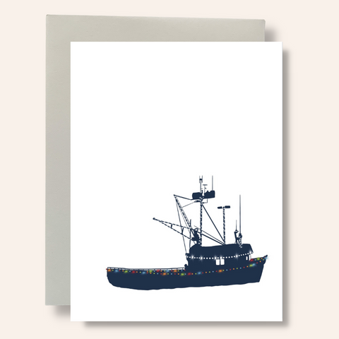 Holiday Crab Boat Greeting Card