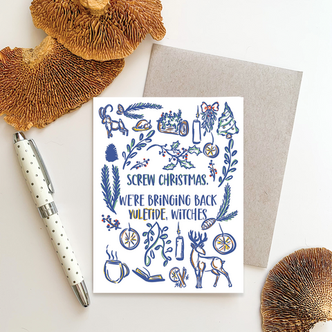 Bringing Yuletide Back, Witches Greeting Card