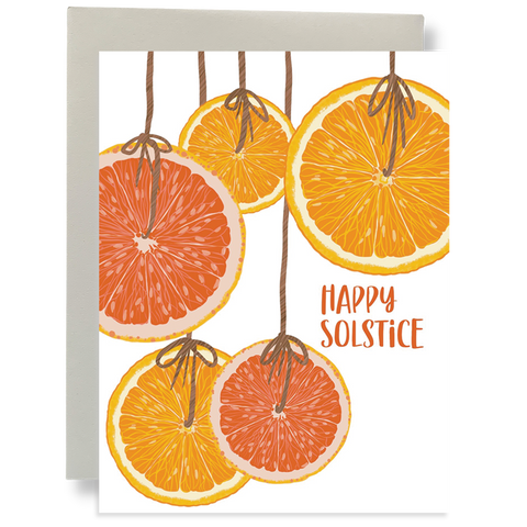 Happy Solstice Oranges Holiday Greeting Card