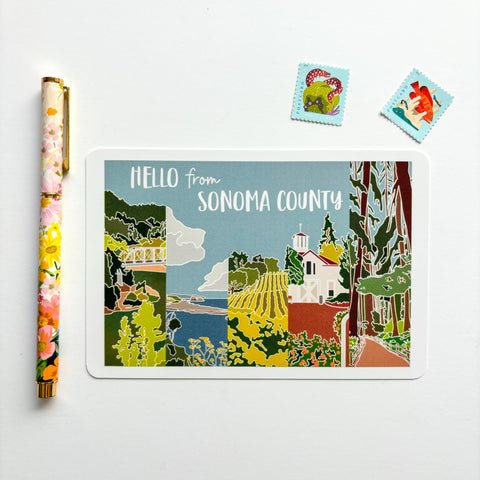 Hello from Sonoma County Postcard