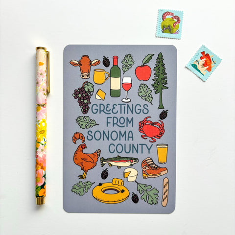 Greetings from Sonoma County Icon Postcard