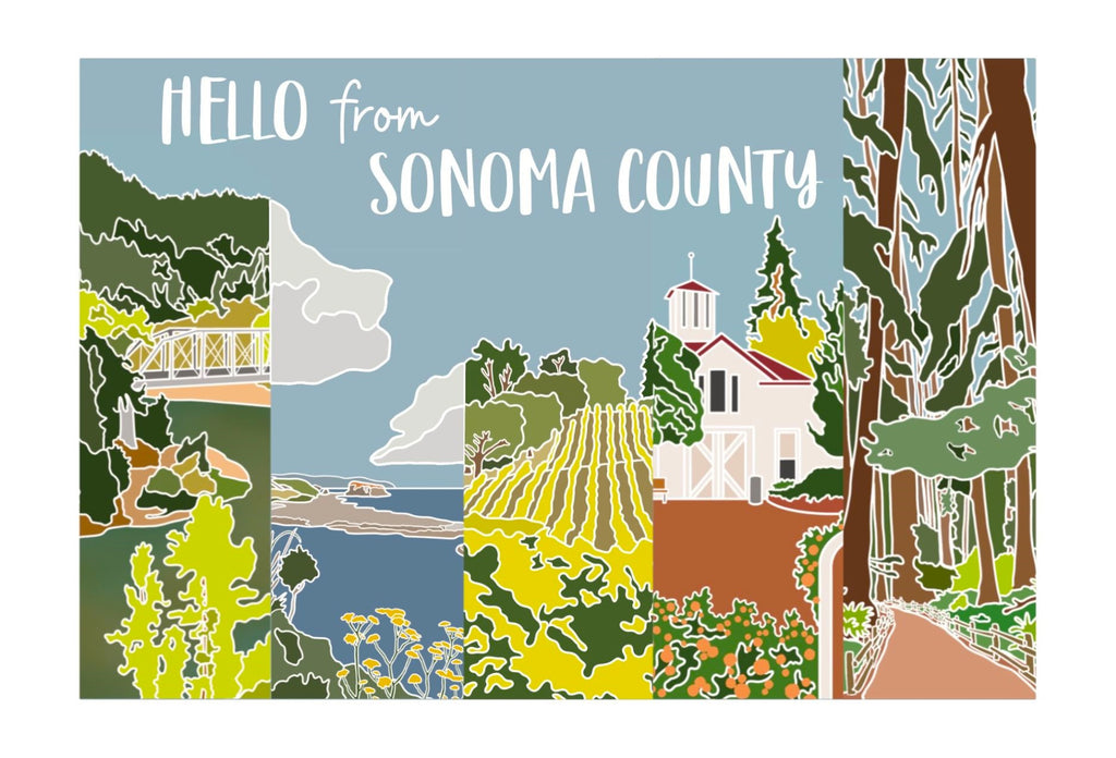 Hello from Sonoma County Postcard