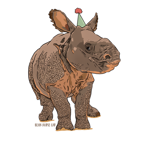 Party Greater One-horned Rhino Sticker