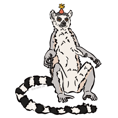 Party Ring-Tailed Lemur Sticker