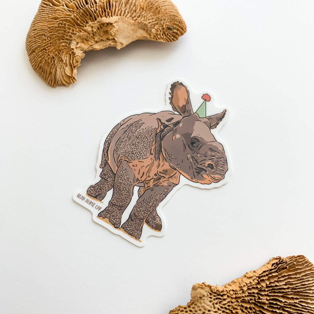 Party Greater One-horned Rhino Sticker