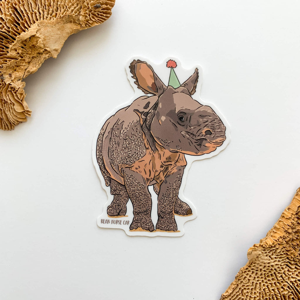Party Greater One-horned Rhino Sticker
