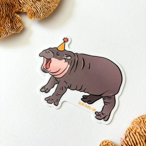 Party Moo Deng Pygmy Hippo Sticker