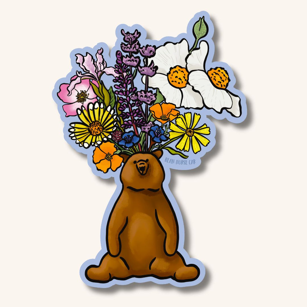 California Wildflowers Bear Sticker