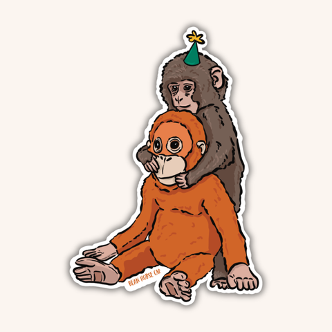 Party Punch the Japanese Macaque Sticker