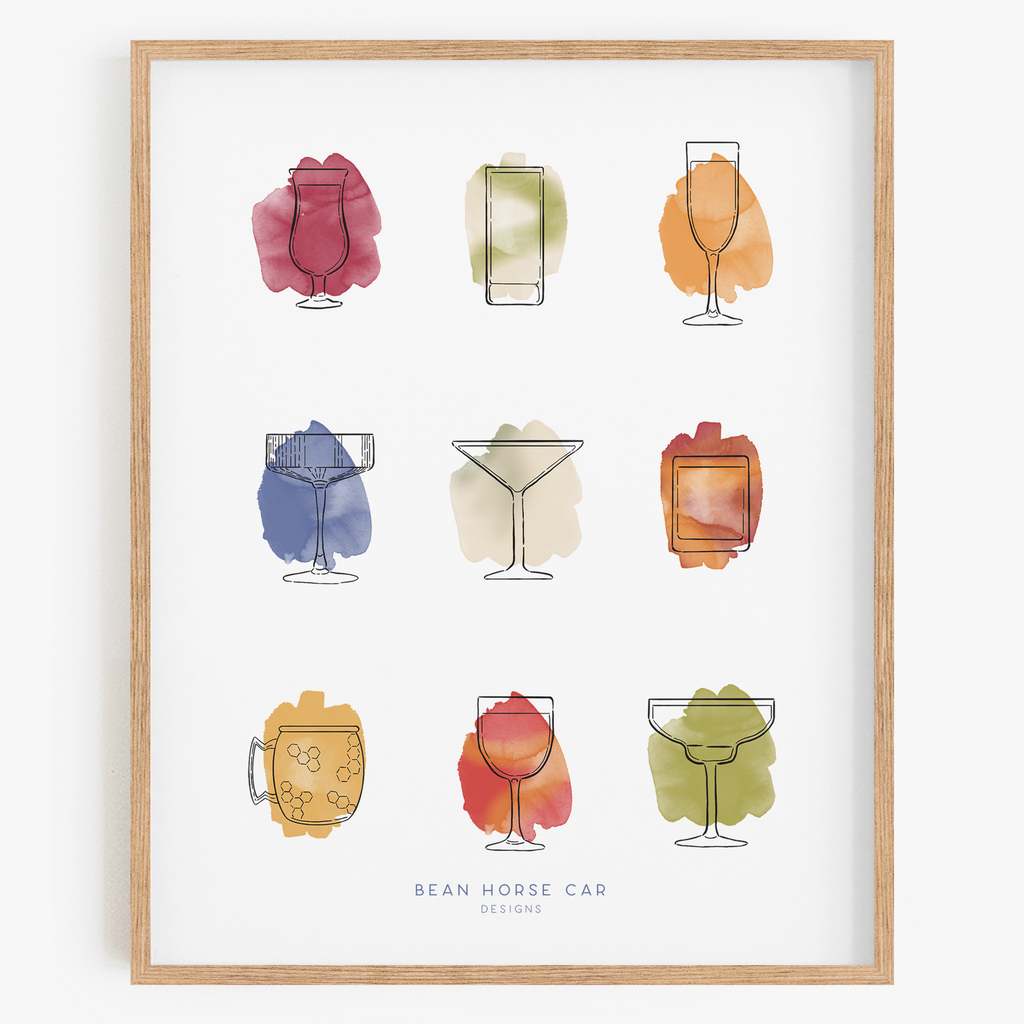 Glassware - Cocktails - Art Print