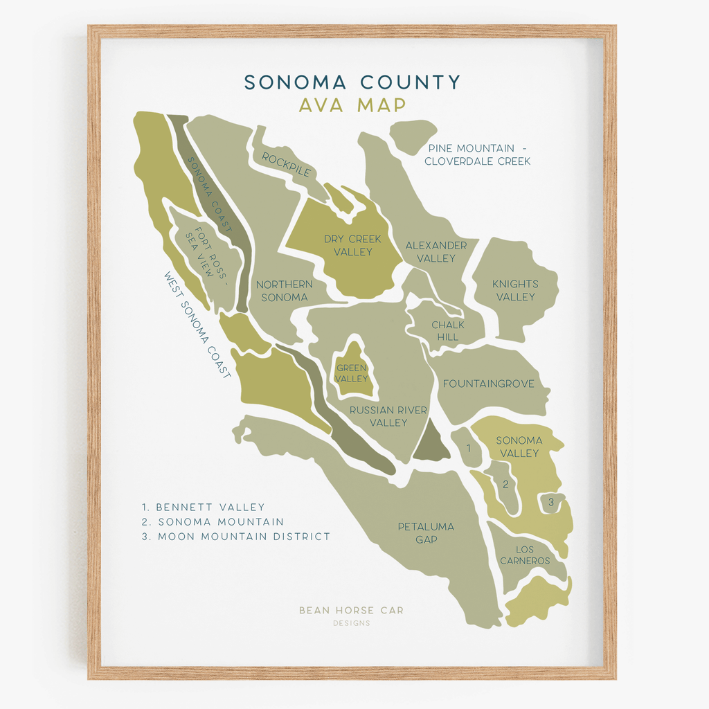 AVA Map - Sonoma County Labeled Art Print - North Coast Region