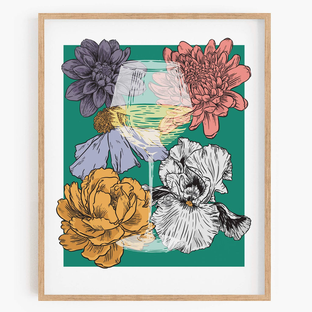 Wine and Flowers Art Print
