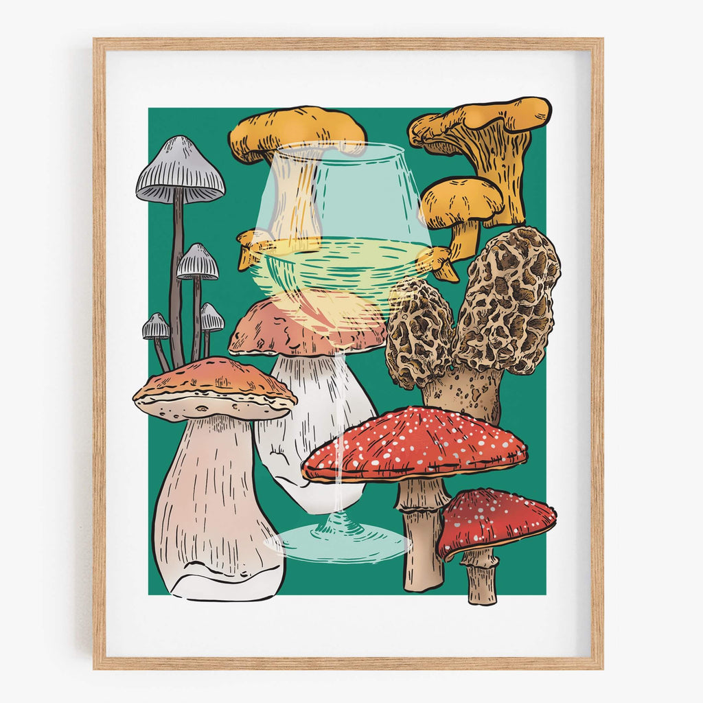 Wine and Mushrooms Art Print