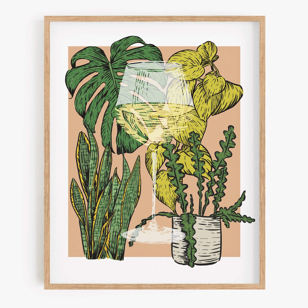 Wine and Houseplants Art Print