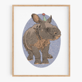 Party Indian Rhino Art Print