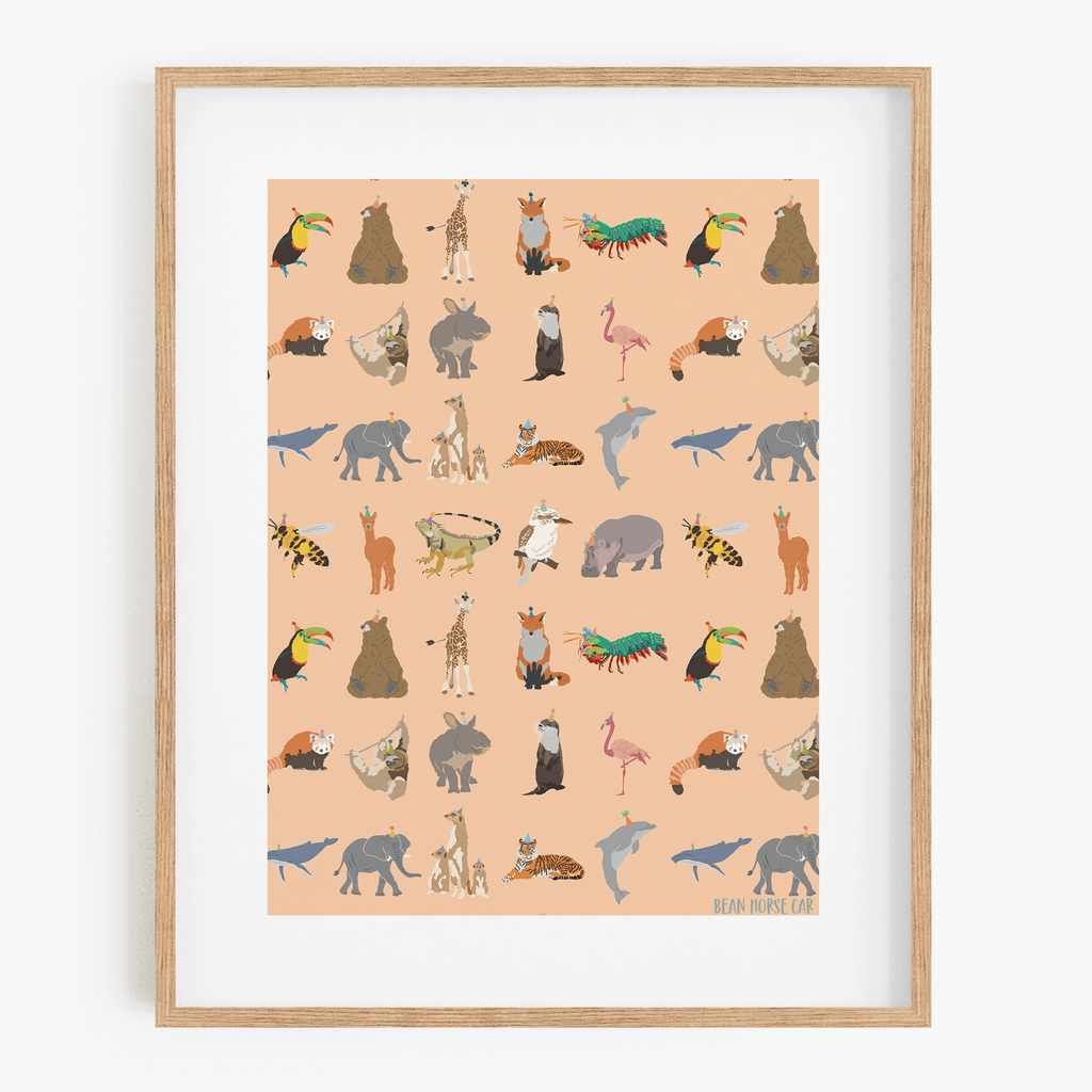Party Animals Pattern Art Print