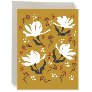 Gold Holiday Floral - Large - Greeting Card