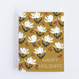 Gold Holiday Floral - Medium - Greeting Card