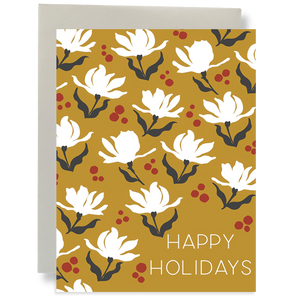 Gold Holiday Floral - Medium - Greeting Card