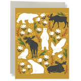 Gold Holiday Animal Pattern Greeting Card
