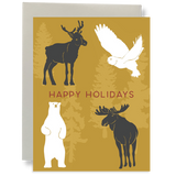 Gold Holiday Animals Greeting Card
