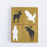 Gold Holiday Animals Greeting Card